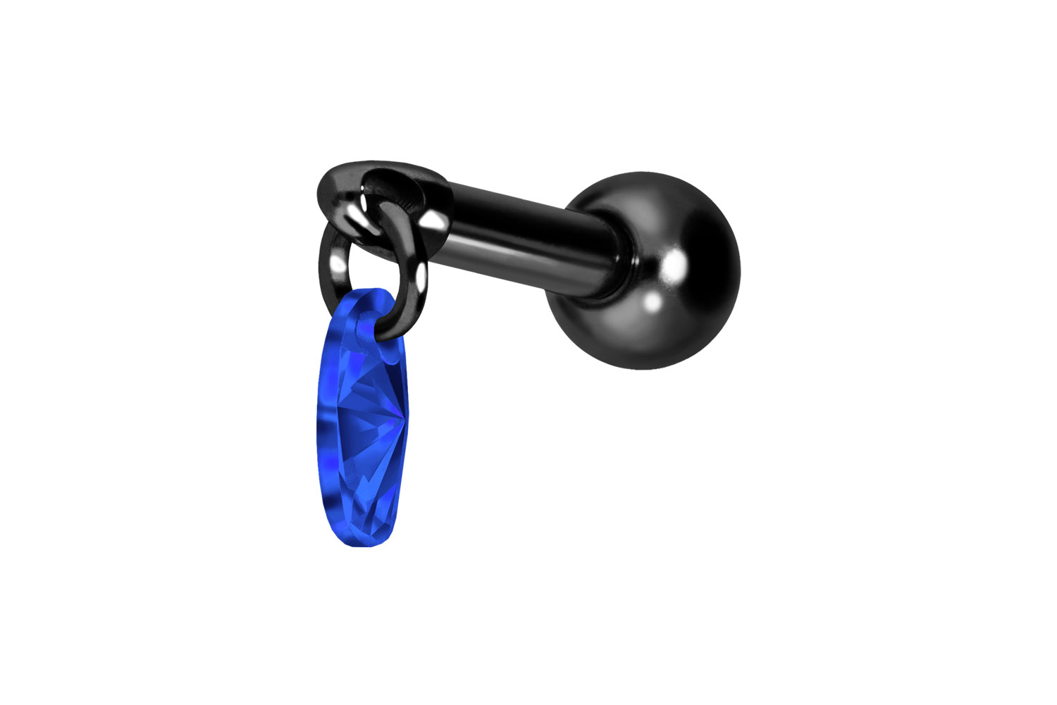 Titan Ohrpiercing mit Innengewinde KRISTALLOVAL